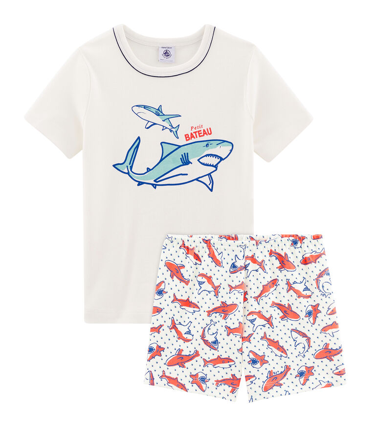 Boys' Ribbed Short Pyjamas white/multicolor