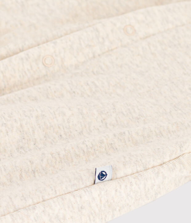 Babies' Quilted Cotton Hooded Jumpsuit beige