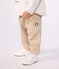 Babies' cargo-style trousers in plain cotton with a badge beige