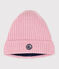 Children's knitted beanie hat lined in polar fleece CHARME pink