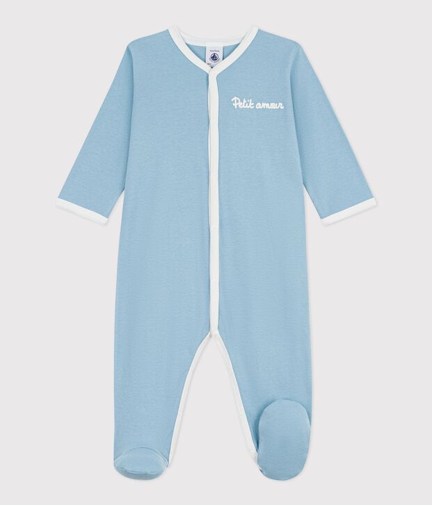 Babies' plain cotton pyjamas blue