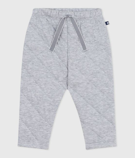 Babies' plain thick cotton trousers FUMEE CHINE grey