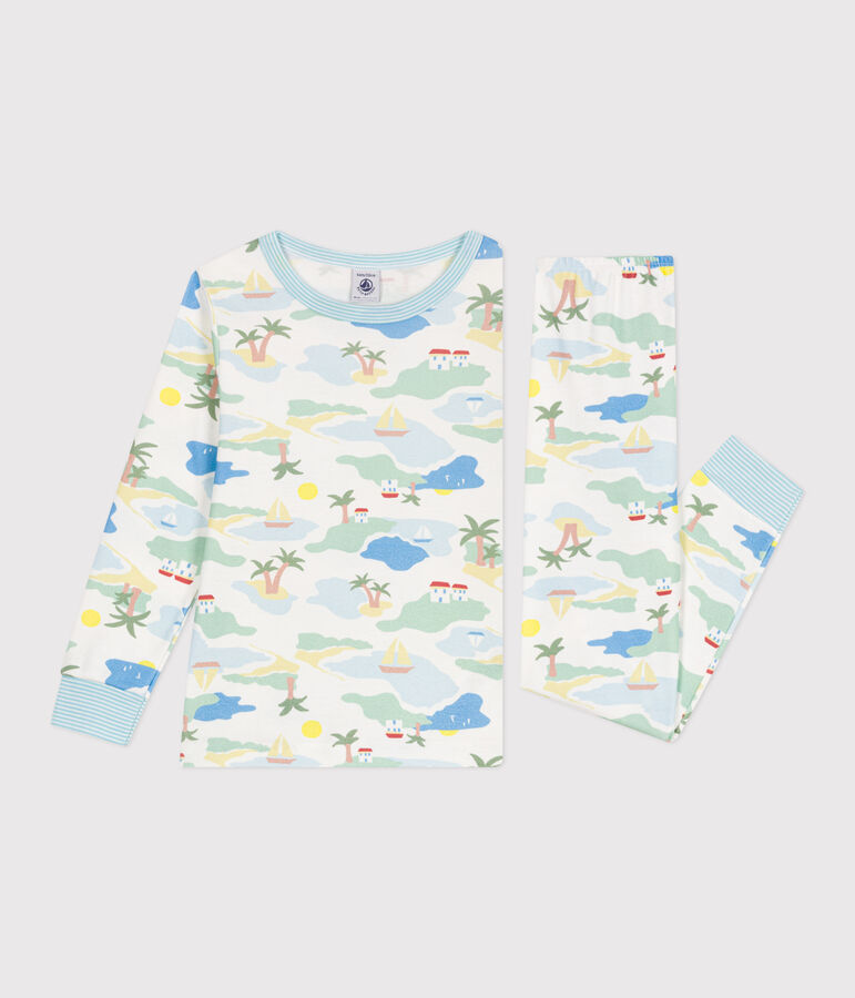 Children's printed cotton pyjamas white/multicolor