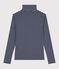The Iconic cotton polo neck top for women SMOKING blue/MARSHMALLOW white