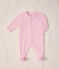 Babies' plain velour pyjama suit with a collar MARQUISE pink