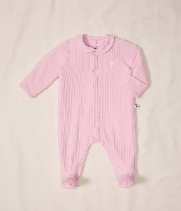 Babies' plain velour pyjama suit with a collar MARQUISE