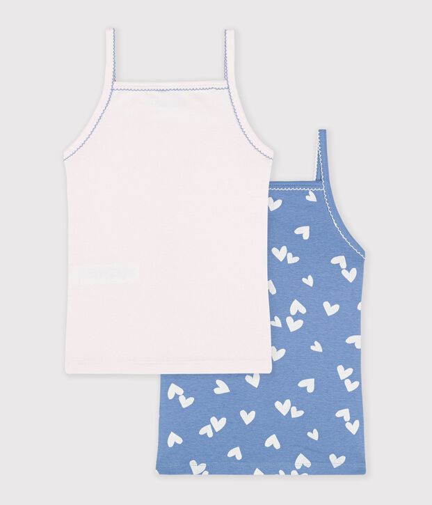 Pack of children's cotton tank tops with hearts multicolor