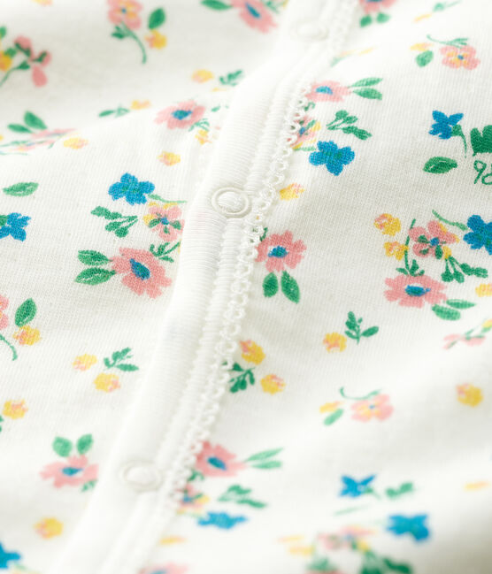 Babies' Floral Footless Cotton Sleepsuit MARSHMALLOW white/MULTICO white