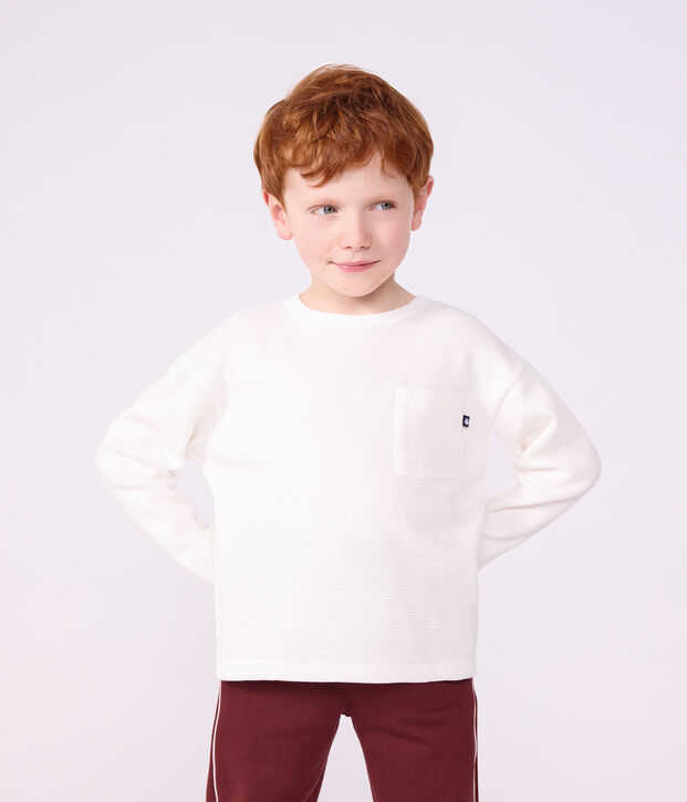 Children's long-sleeved plain cotton T-shirt white