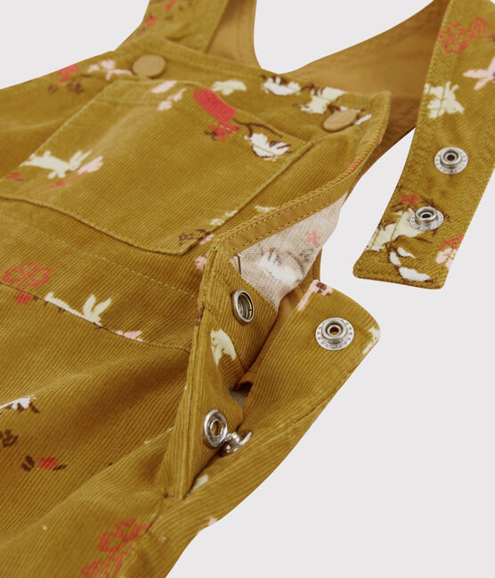 Babies' Velour Dungarees TOPAZE yellow/MULTICO
