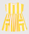 Children's short-sleeved stripy cotton dress MARSHMALLOW white/ORGE