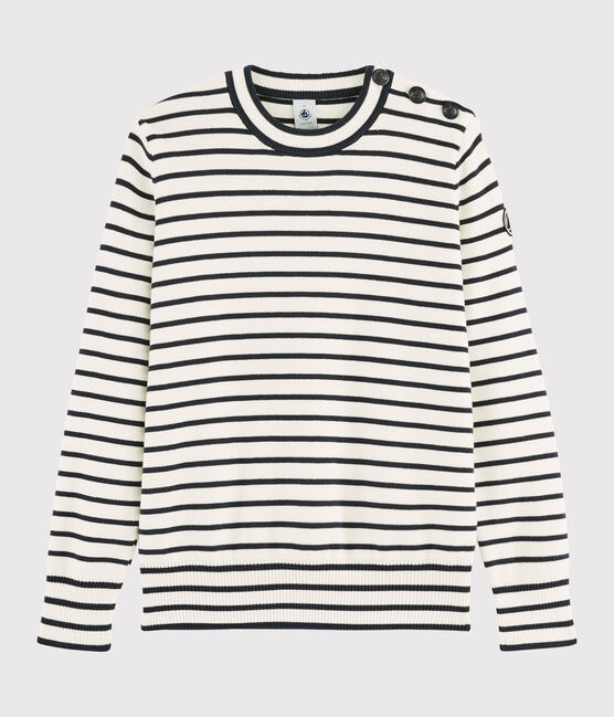 Women's Navy Cotton Jumper MARSHMALLOW white/SMOKING blue