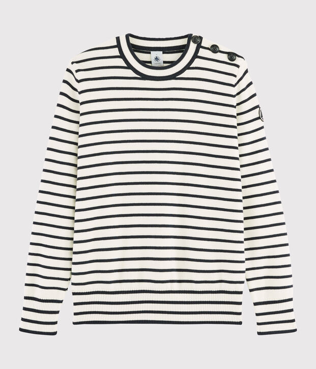 Women's Navy Cotton Jumper white/blue