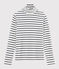 Women's Iconic Stripy Cotton Undershirt MARSHMALLOW white/SMOKING blue