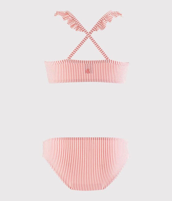 Girls' Two-Piece Recycled Swimsuit GRETEL pink/MARSHMALLOW white