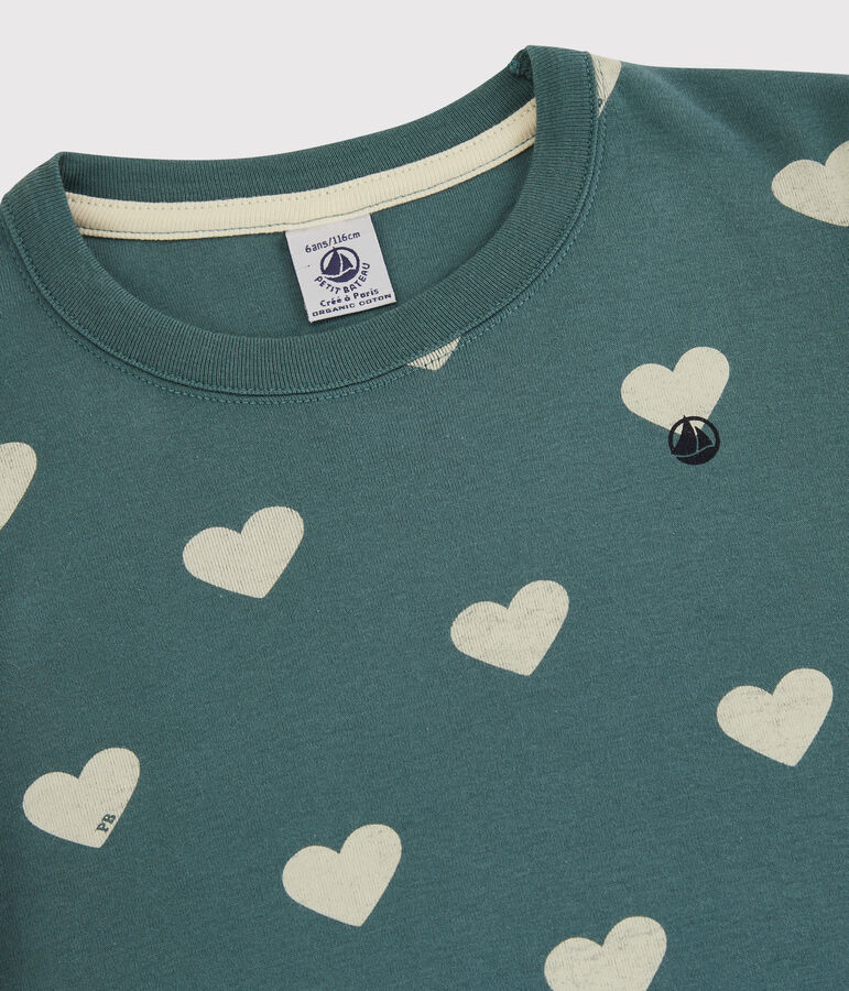 Boys' Short-Sleeved Cotton T-Shirt green/ecru