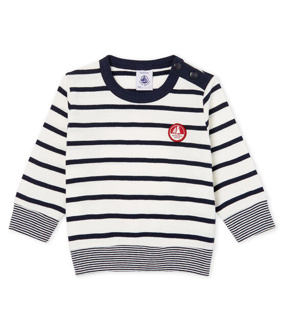 Baby Boys' Sailor Striped Long-Sleeved T-Shirt MARSHMALLOW white/SMOKING CN blue