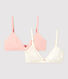 Girls' Sparkly Print Organic Cotton and Elastane Bras - 2-Pack