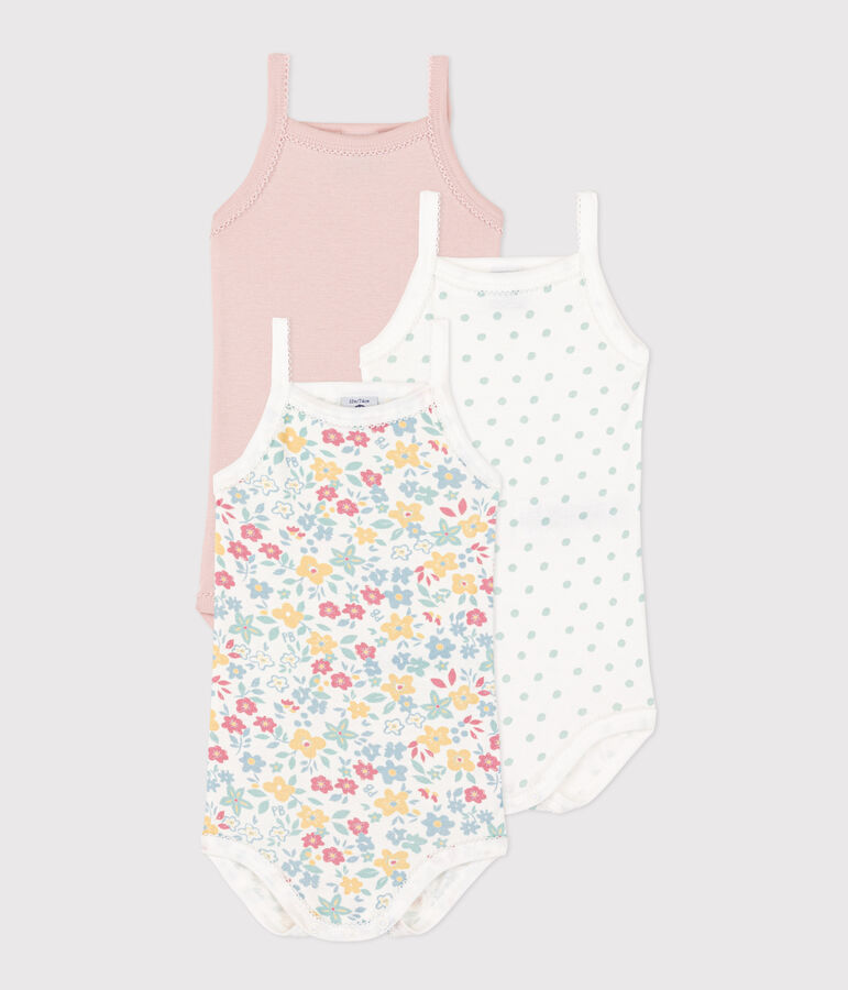 Floral Cotton Vest Bodysuits - 3-Pack multicolor