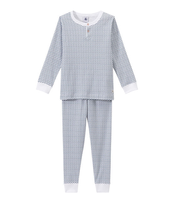 Boy's graphic print pyjamas ECUME white/ASTRO blue