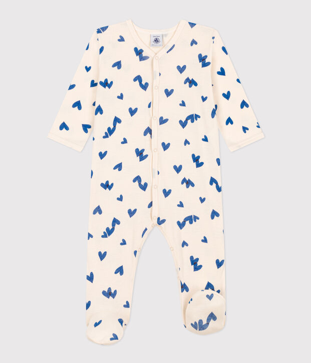 Babies' Blue Heart Patterned Cotton Pyjamas Ecru/multicolor