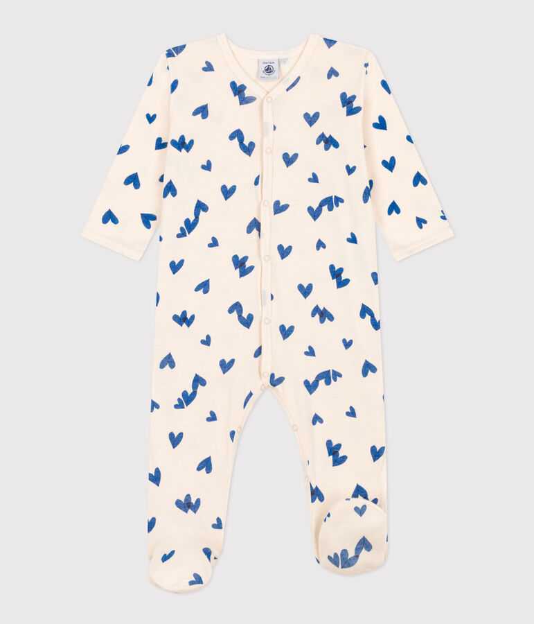 Babies' Blue Heart Patterned Cotton Pyjamas Ecru/multicolor
