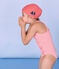 Girls' One-Piece Swimsuit GROSEILLER pink/MARSHMALLOW white