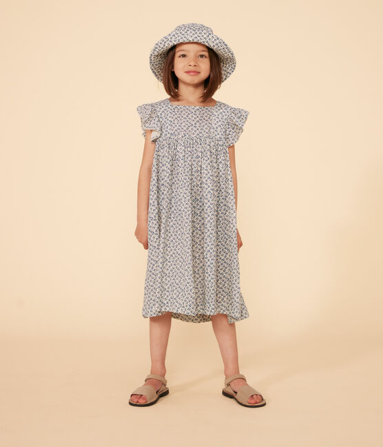 Girls' Blue Floral Cotton Gauze Floppy Sun Hat AVALANCHE /INCOGNITO