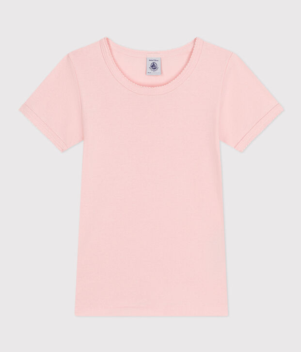 Little girls' short-sleeved cotton T-shirt pink
