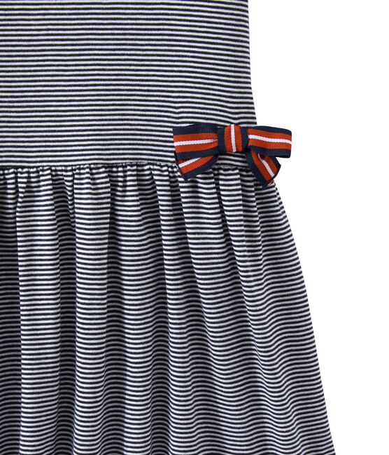 Girl's milleraies-striped dress SMOKING blue/LAIT white