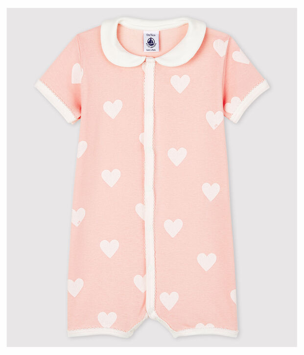 Baby Girls' Pink Heart Pattern Organic Cotton Playsuit pink/white