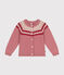 Girls' cotton and wool jacquard cardigan ROSEWOOD pink/AVALANCHE