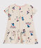 Babies' short-sleeved dress in fine jersey MONTELIMAR beige/MULTICO white
