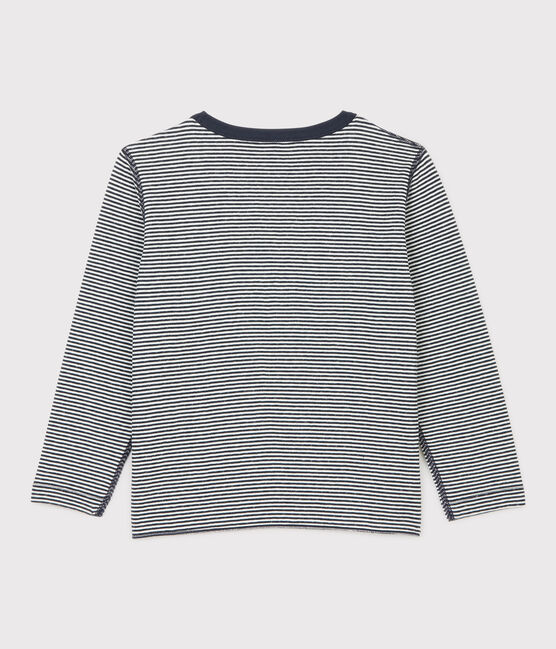 Boys' Long-Sleeved Tube Knit T-Shirt SMOKING blue/MARSHMALLOW white