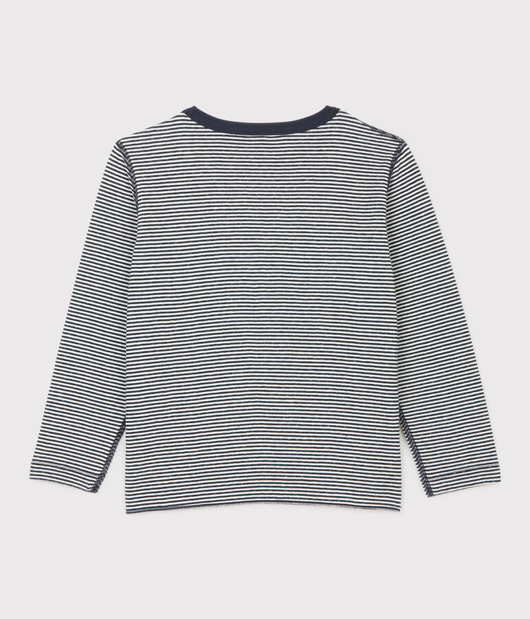 Boys' Long-Sleeved Tube Knit T-Shirt blue/white