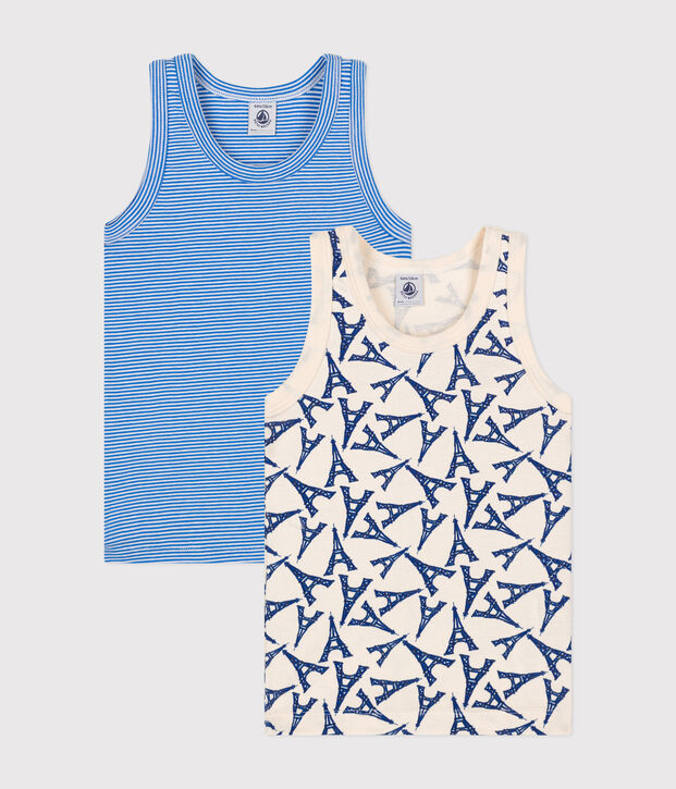 Children's Paris-themed cotton tank tops multicolor