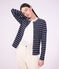 Women's stripy cotton cardigan blue/white