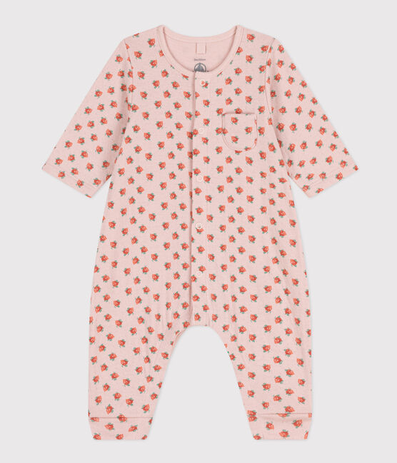 Babies' Floral Cotton Tube Knit Jumpsuit SALINE pink/MULTICO white
