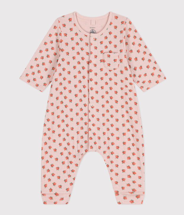 Babies' Floral Cotton Tube Knit Jumpsuit pink/multicolor
