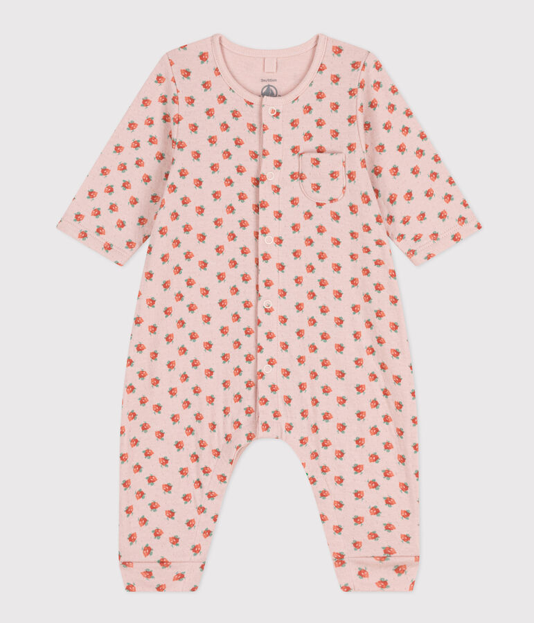 Babies' Floral Cotton Tube Knit Jumpsuit pink/multicolor