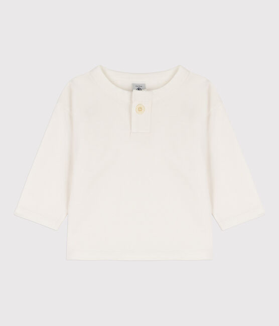 Babies' Long-Sleeved Cotton T-shirt MARSHMALLOW white