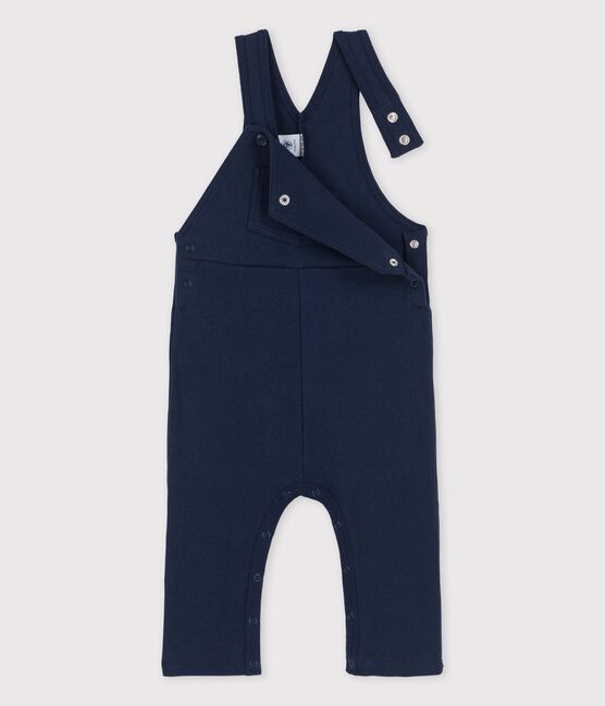 Babies' Organic Long Thick Jersey Dungarees SMOKING blue