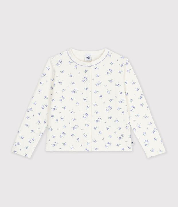 Children's cotton cardigan with flowers Ecru/multicolor