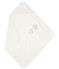 Babies' Square Bath Towel and Bootees Set in Terry and Rib Knit MARSHMALLOW white/GROSEILLER pink