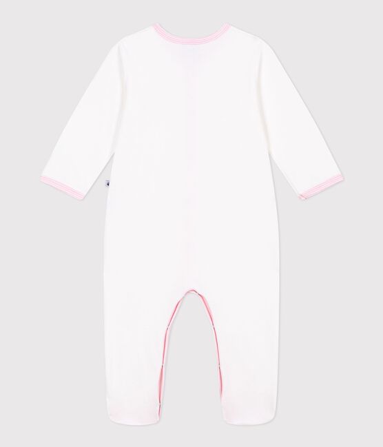 Babies' plain velour pyjama suit MARSHMALLOW white