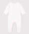 Babies' plain velour pyjama suit MARSHMALLOW white