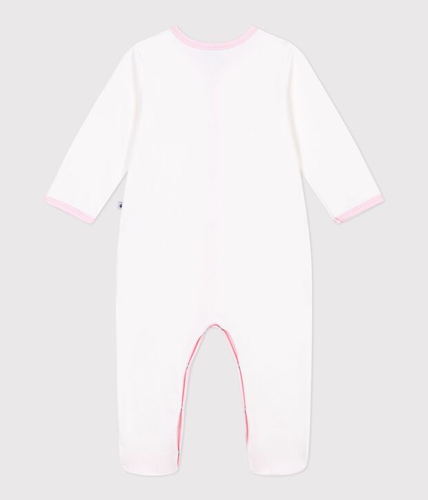 Babies' plain velour pyjama suit white