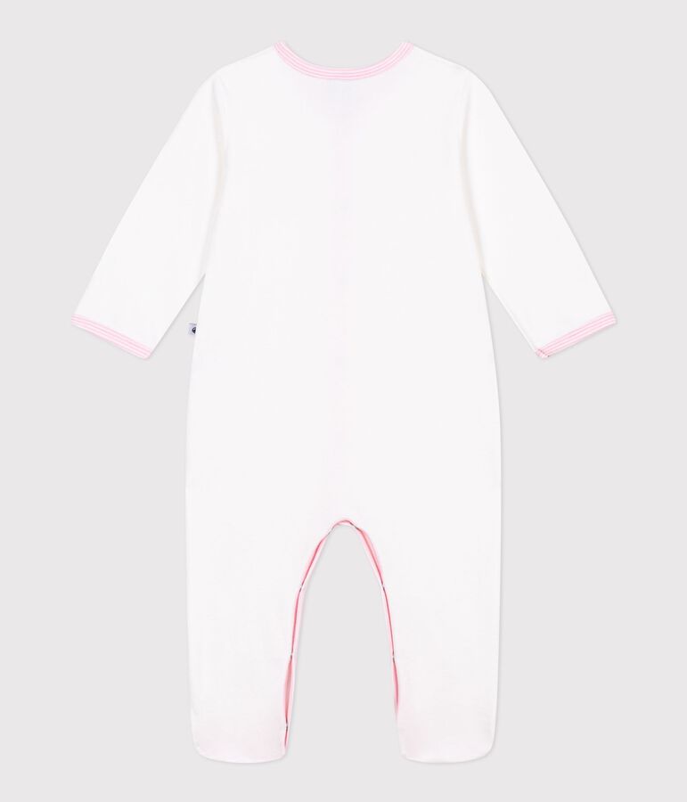 Babies' plain velour pyjama suit white