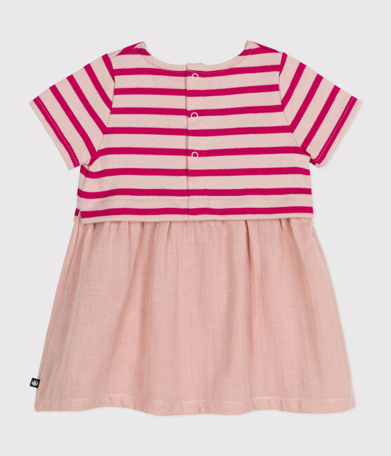 Babies' Short-Sleeved Thick Jersey and Cotton Gauze Dress SALINE /DELHI