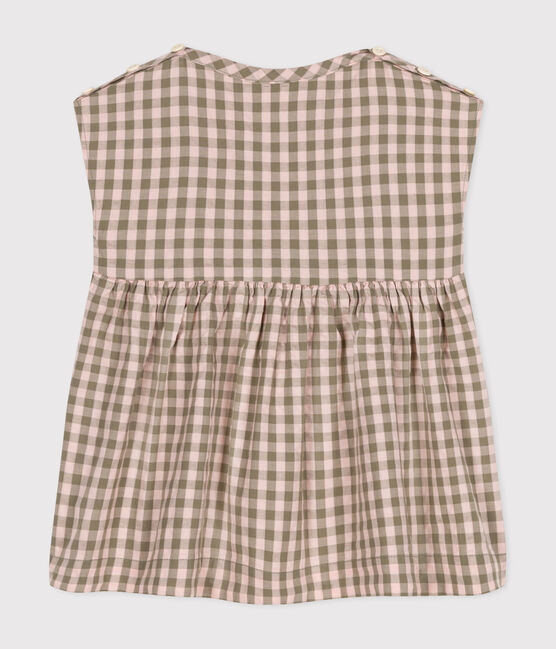 Babies' Short-Sleeved Seersucker Dress MARECAGE /SALINE